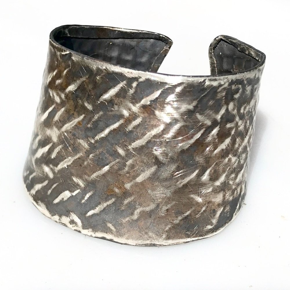 Gladiator Solid Sterling Silver 925 Cuff Bracelet Handmade Industrial Warrior - Picture 2 of 11